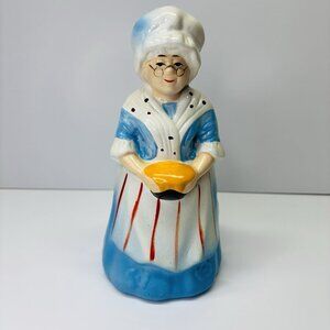 Vintage Kitchen Utensil Holder Home Sweet Home‎ Old Lady Grandma White Blue 9.5"